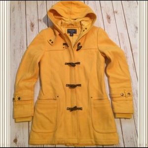 American Eagle Yellow Hooded Toggle Peacoat Jacket